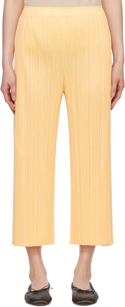 Issey Miyake Yellow Monthly Colors March Trousers In 30 Apricot Yellow