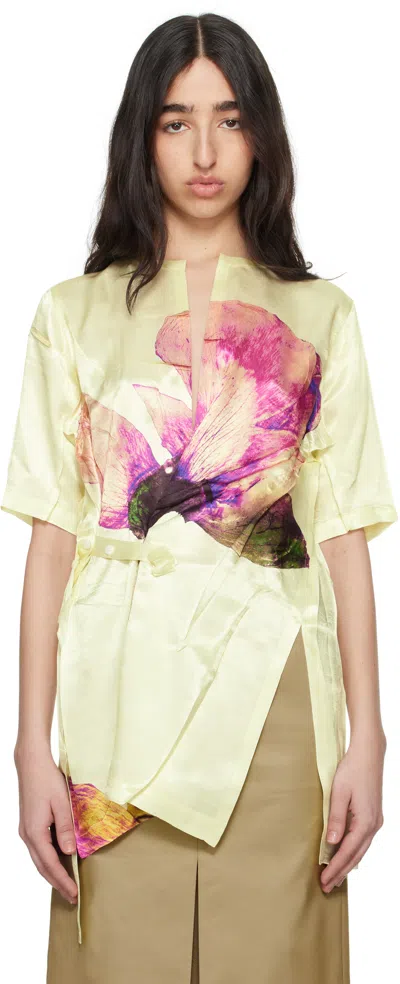 Issey Miyake Yellow Pressed Flora Blouse In 98 Peony