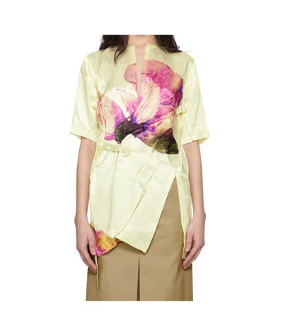 ISSEY MIYAKE YELLOW PRESSED FLORA BLOUSE
