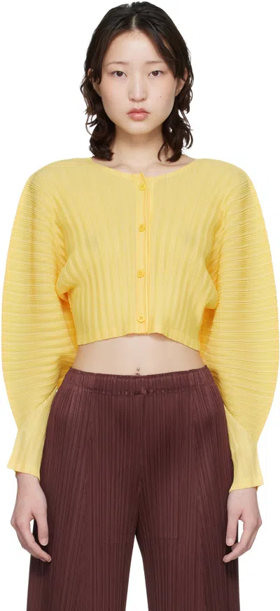 Issey Miyake Yellow Rib Pleats January Cardigan