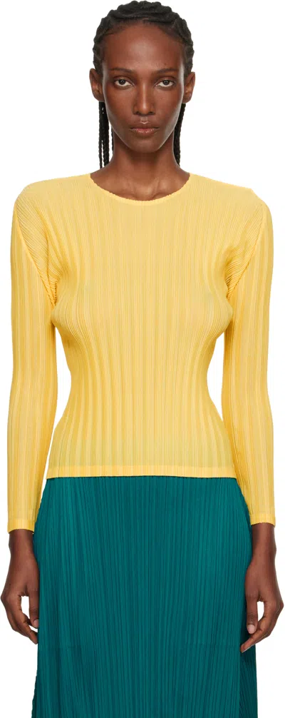 Issey Miyake Yellow Rib Pleats January T-shirt