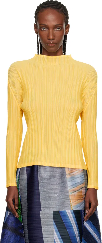 Issey Miyake Rib Pleats January Knitwear In Yellow