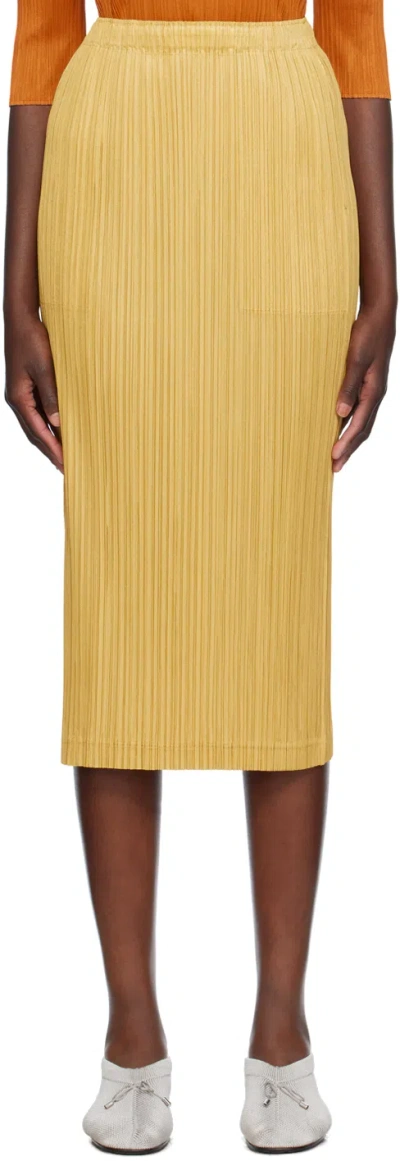 Issey Miyake Yellow Thicker Bottoms 1 Midi Skirt In 56 Ocher