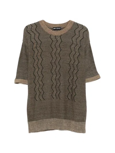 Pre-owned Issey Miyake Zigzag Cotton Knit In Brown