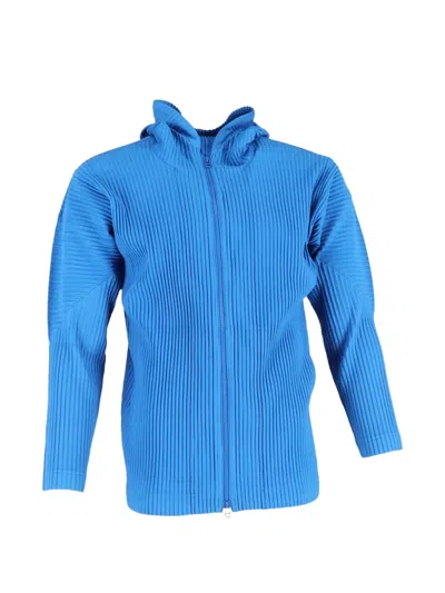Pre-owned Issey Miyake Zip-fastening Pleated Jacket In Blue