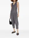 Issey Miyake Zip Pleated Jumpsuit In Gray