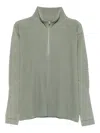 Issey Miyake Zip Plissé Top In Green