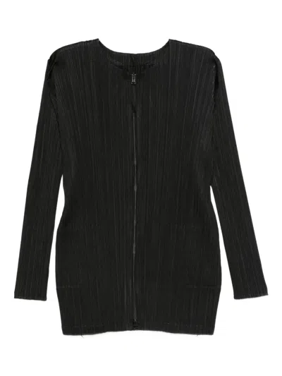 Issey Miyake Zip-up Cardigan In Black