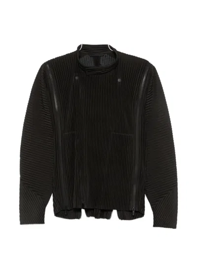 Issey Miyake Zip-detail Pleated Jacket In Black