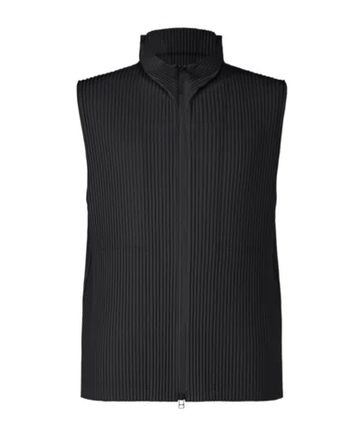 Issey Miyake Zipper Vest In Black