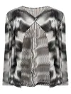 Issey Miyake Sway Pleats Printed Cardigan In Black