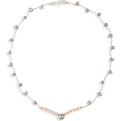 Isshi Desnuda Freshwater Pearl Station Necklace In Orange