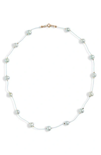 Isshi Desnuda Freshwater Pearl Station Necklace In Powder