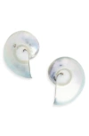 Isshi Molluska Stud Earrings In Blue Sheen