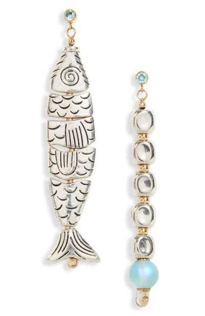 Isshi Pisces Asymmetric Mismatched Drop Earrings In Pink
