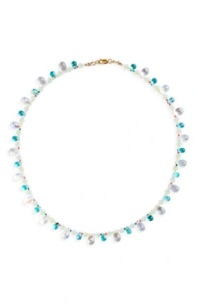Isshi Raindrop Beaded Necklace In Crystal Mint