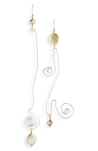 Isshi Turbulent Mismatched Drop Earrings In Haze