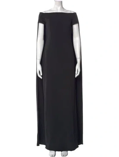 Pre-owned Issue New York Bateau Neckline Long Dress In Black