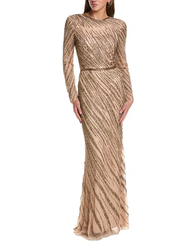Issue New York Bead Embellished Gown In Neutral