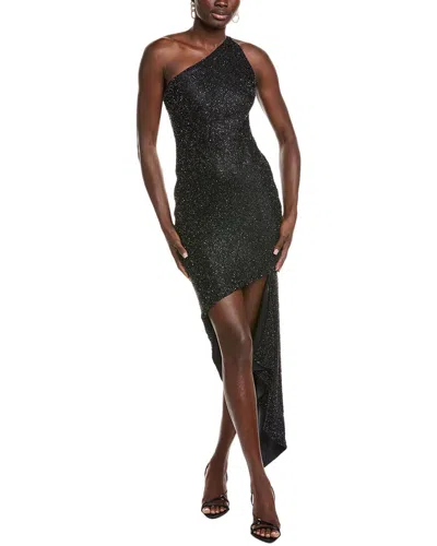 Issue New York Beaded Halter Silk Gown In Black