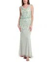 Issue New York Beaded Popover Gown In Green