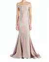 Issue New York Classic Off The Shoulder Evening Gown In Blush In Gold