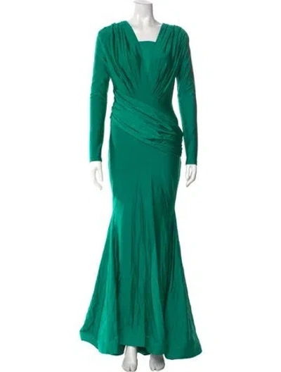 Pre-owned Issue New York Cowl Neck Long Dress In Green