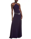 Issue New York Embellished Halter Gown In Purple
