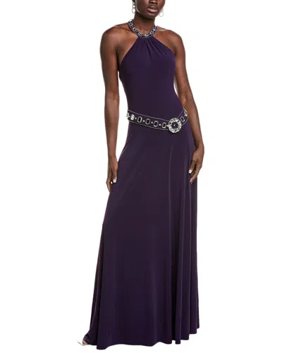 Issue New York Embellished Halter Gown In Purple