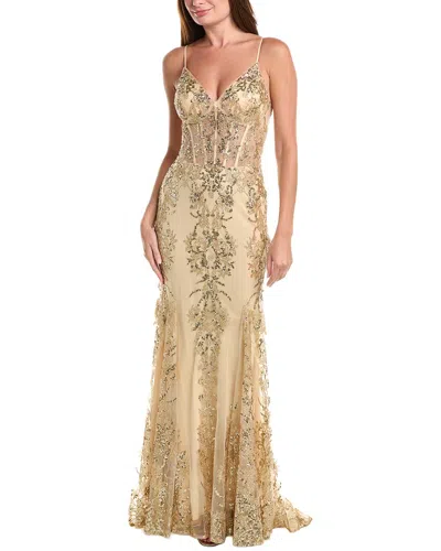 Issue New York Embellished Maxi Dress In Brown
