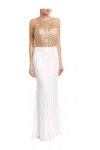 ISSUE NEW YORK IVORY AND GOLD EVENING GOWN
