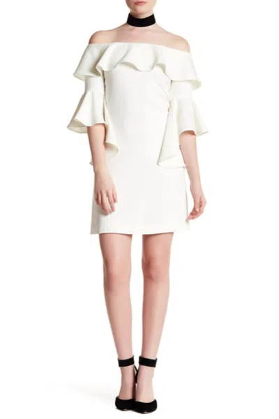 Issue New York Off The Shoulder Dress In Ivory In Multi