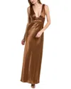 Issue New York Pleated Bow Bodice Gown In Brown