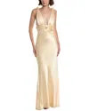 Issue New York Pleated Bow Bodice Gown In Gold