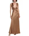 Issue New York Pleated Bow Bodice Gown In Brown