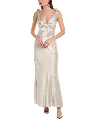 Issue New York Pleated Bow Bodice Gown In Neutral
