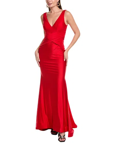 Issue New York Pleated Gown In Red