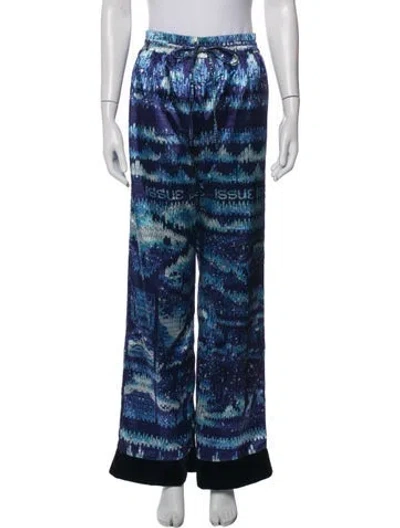 Pre-owned Issue New York Printed Wide Leg Pants In Blue