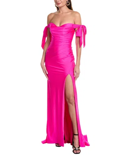 Issue New York Ruched Gown In Pink