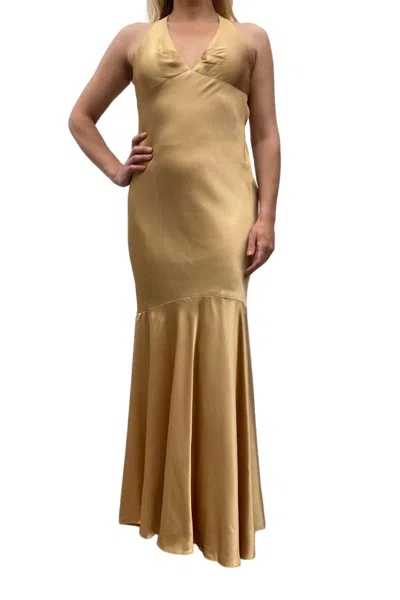 Issue New York Satin Evening Gown In Gold