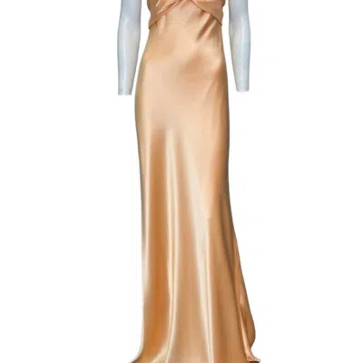 Issue New York Satin Evening Gown In Sherbert In Neutral