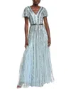 Issue New York Sequin & Bead Embellished Gown In Blue