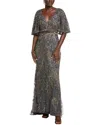 Issue New York Sequin & Bead Embellished Gown In Gray