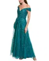 Issue New York Sequin Gown In Green