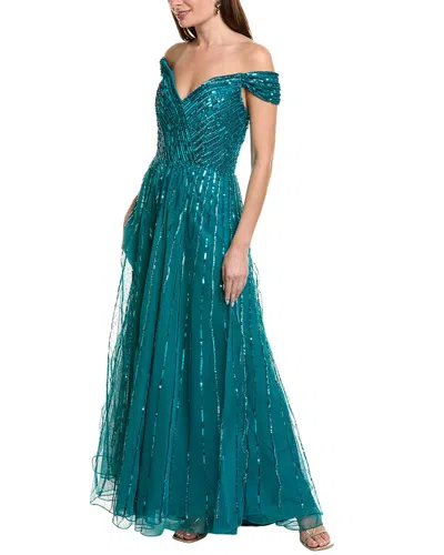 Issue New York Sequin Gown In Green