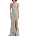 Issue New York Sequin One-shoulder Maxi Dress In Silver