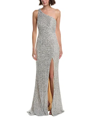 Issue New York Sequin One-shoulder Maxi Dress In Silver