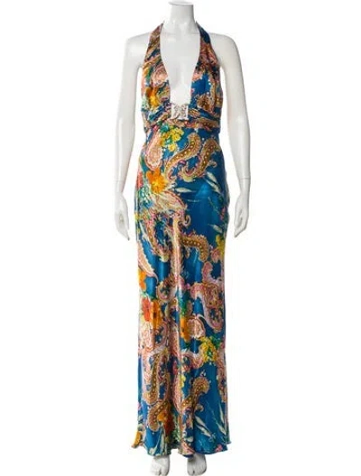 Pre-owned Issue New York Silk Long Dress In Blue