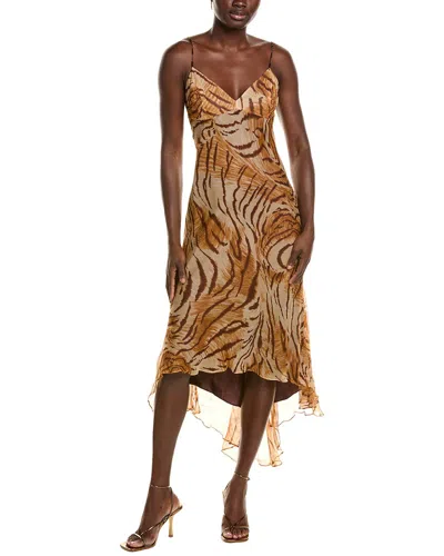 Issue New York Silk Midi Dress In Brown
