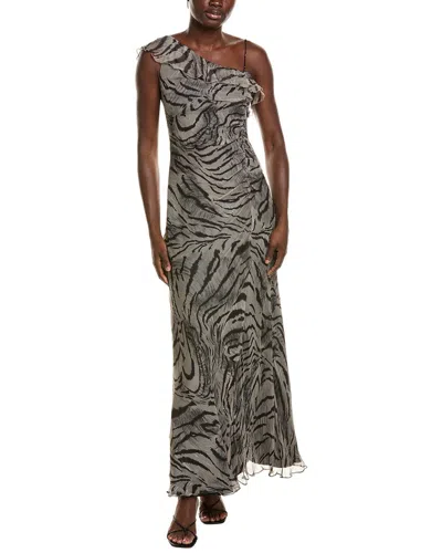 Issue New York Silk Shell Print Gown In Gray